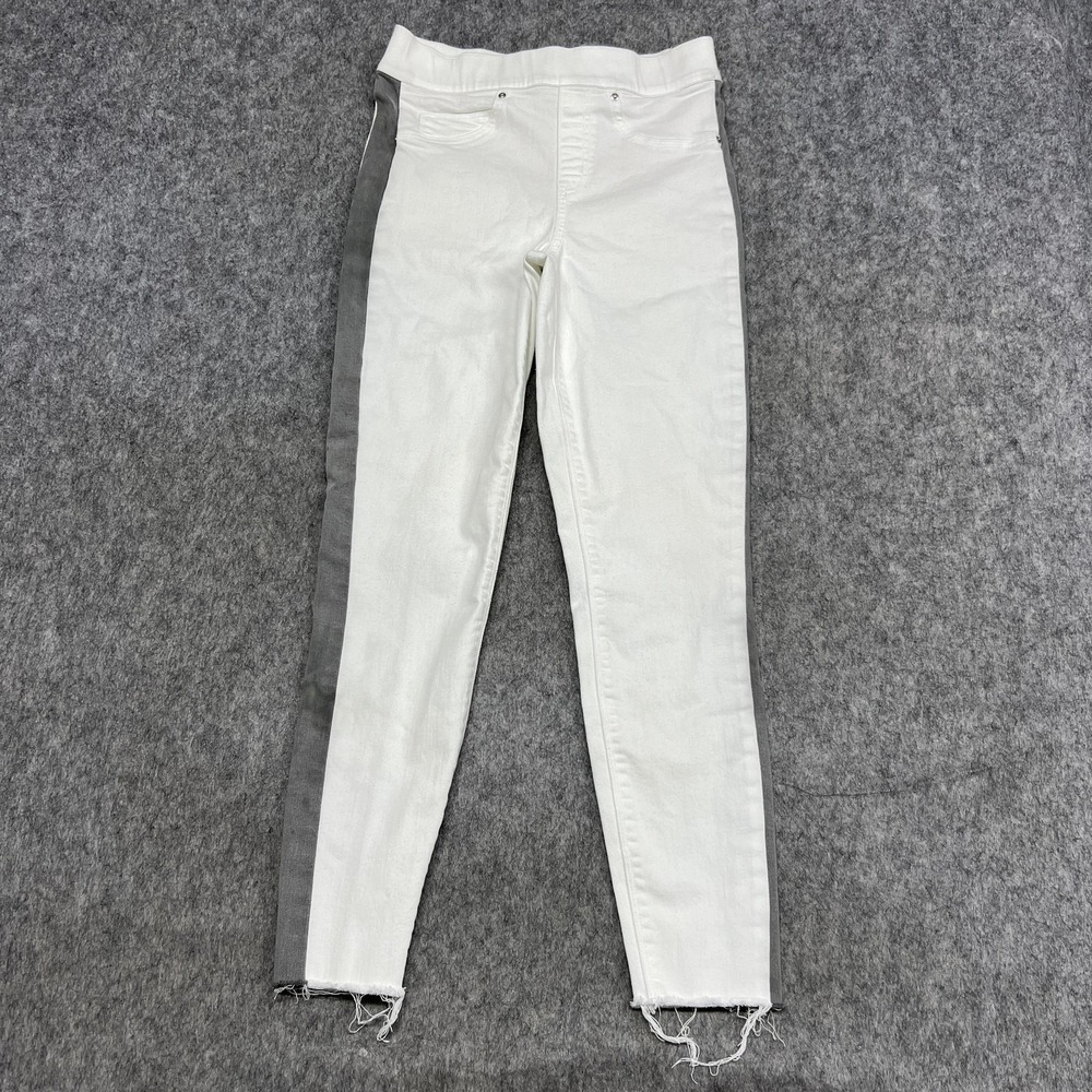 Spanx Jeans‎ Womens Small White Gray High Rise Shaping Jegging Raw Hem Stretch